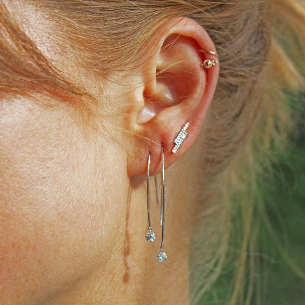 18ct White Gold 0.16ct Diamond Drop Hook Earrings
