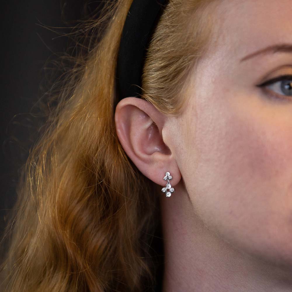 18ct White Gold 0.33ct Diamond Clover Drop Earrings