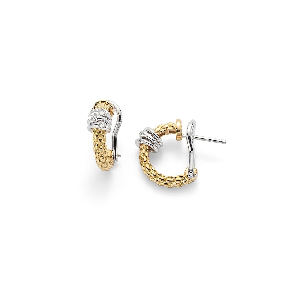 FOPE 18ct Yellow Gold Prima 0.08ct Diamond Hoop Earrings 74608OX_BB_G_XBX_000