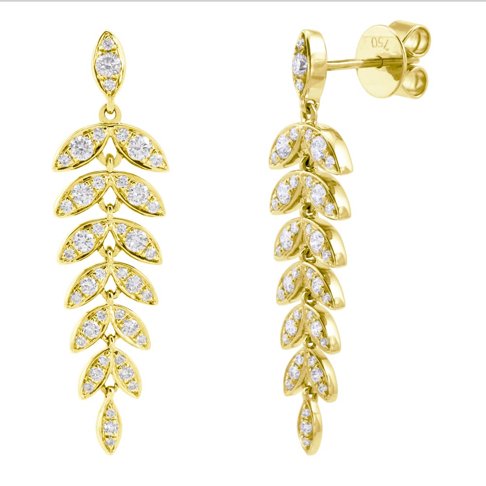 18ct Yellow Gold 0.98ct Diamond Barleycorn Drop Earrings