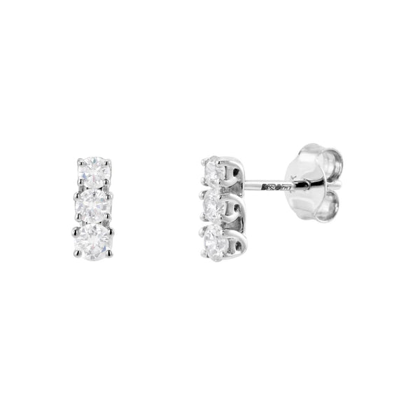 18ct white gold 0.60ct diamond trilogy stud earrings