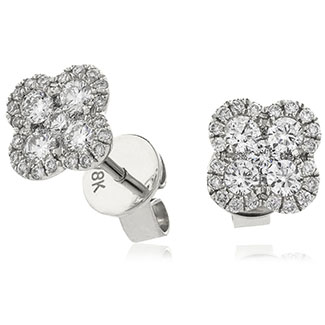 18ct white gold 0.53ct diamond clover stud earrings