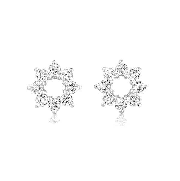 18ct white gold 0.31ct diamond flower stud earrings