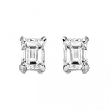 18ct white gold 0.84ct emerald cut diamond four claw stud earrings