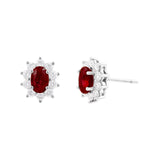 18ct White Gold 1.49ct Ruby and 0.70ct Diamond Cluster Earrings