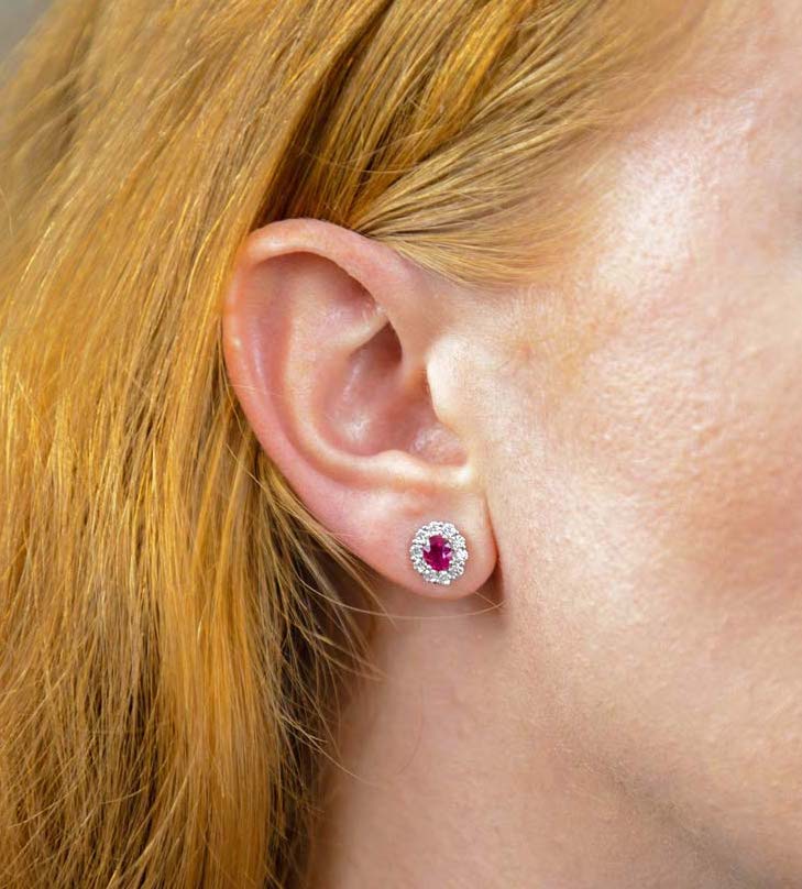 18ct White Gold 1.17ct Ruby and 0.64ct Diamond Cluster Earrings