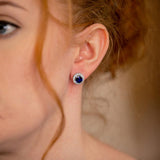 18ct White Gold 2.61ct Sapphire and 0.70ct Diamond Halo Earrings