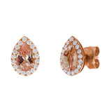18ct Rose Gold 0.41ct Diamond & 1.42ct Morganite Pear Shaped Stud Earrings Image