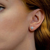 18ct White Gold 0.30ct Aquamarine And 0.16ct Diamond Halo Stud Earrings