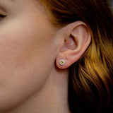 18ct White Gold 0.34ct Citrine And 0.17ct Diamond Halo Stud Earrings