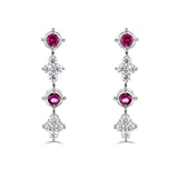 18ct white gold 0.36ct ruby and 0.40ct diamond drop earrings