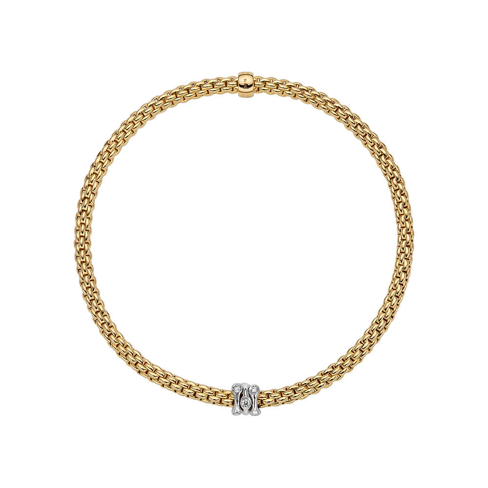 FOPE 18ct Yellow Gold Prima Flex-It 0.12ct Diamond Bracelet 74308BX_BB_G_BBB