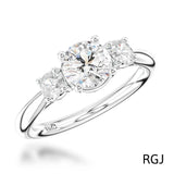 The Aldany Platinum Round Brilliant Cut Diamond Three Stone Engagement Ring
