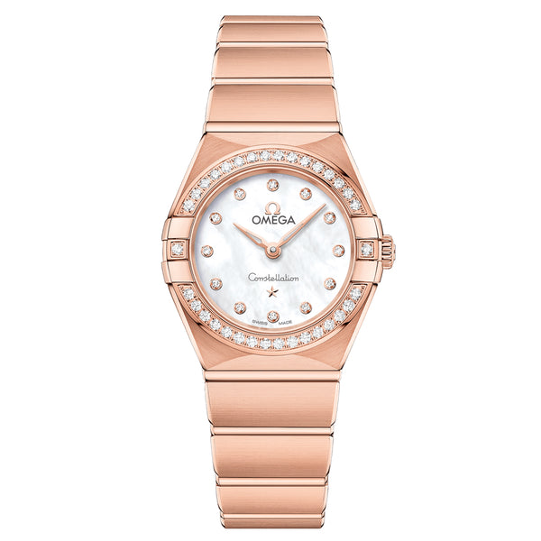 OMEGA Constellation 25mm MOP Dial 18ct Rose Gold & Diamond Ladies Quartz Watch 13155256055001