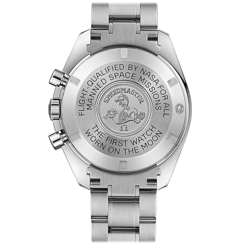 omega speedmaster moonwatch professional chronograph back facing upright image