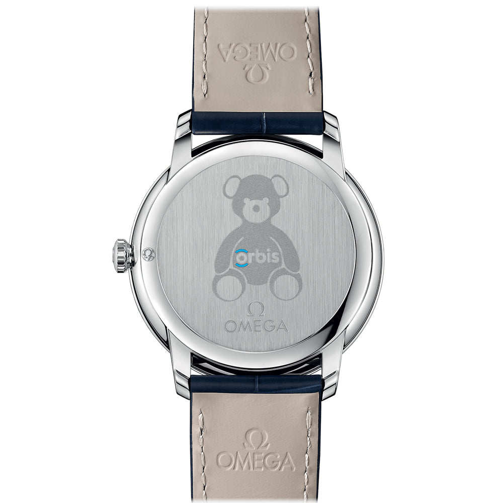 de ville prestige orbis edition co axial chronometer 39.5mm blue dial watch back facing upright image