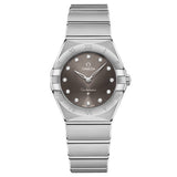 OMEGA Constellation 28mm Grey Dial Diamond Ladies Quartz Watch 13110286056001
