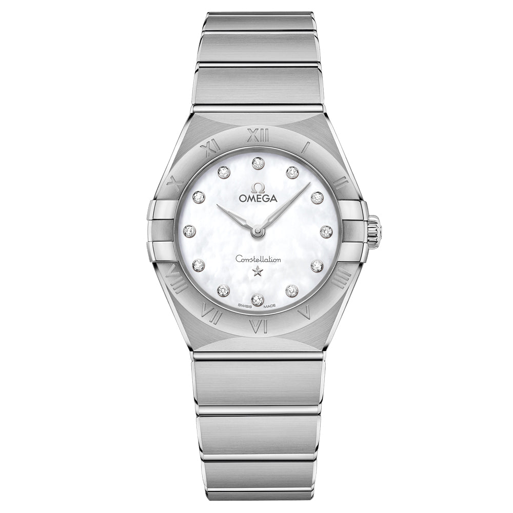 OMEGA Constellation 28mm MOP Dial Diamond Ladies Quartz Watch 13110286055001