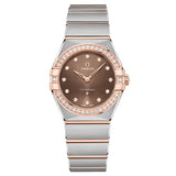 OMEGA Constellation 28mm Brown Dial 18ct Rose Gold and Steel Diamond Ladies Quartz Watch 13125286063001