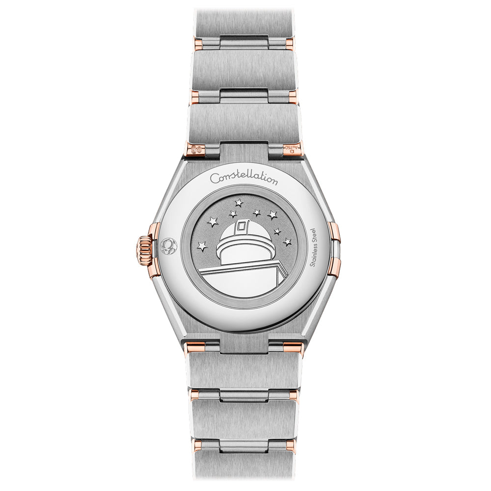 OMEGA Constellation 28mm Silver Dial 18ct Rose Gold & Steel Ladies Quartz Watch 13120286002001