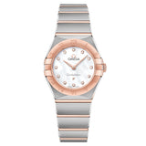 OMEGA Constellation 25mm MOP Dial 18ct Rose Gold & Steel Diamond Ladies Quartz Watch 13120256055001