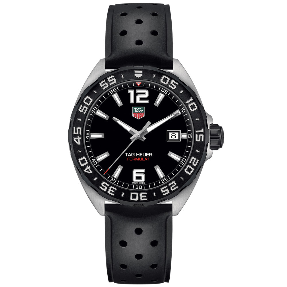 tag heuer formula 1 41mm black dial quartz watch front facing upright image