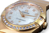 Omega Ladies Constellation Quartz Rose Gold Diamond O12355246055015 Laying Closeup