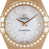 Omega Ladies Constellation Quartz Rose Gold Diamond O12355246055015 Closeup Shot