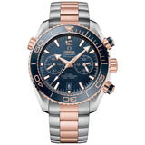 seamaster planet ocean 600m co axial master chronometer chronograph 45.5mm blue dial rose gold and steel watch front facing upright image