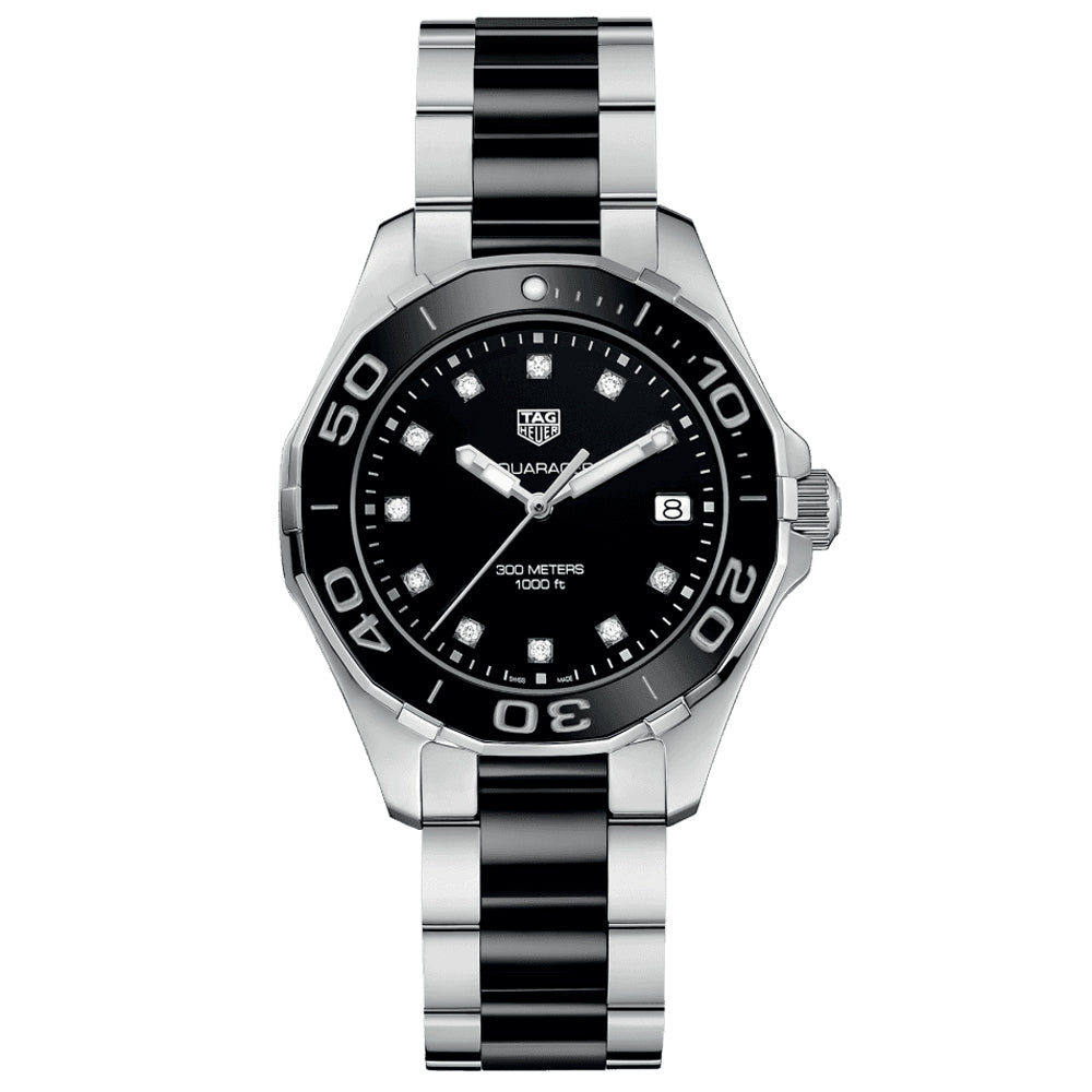 TAG Heuer Aquaracer 35mm Black Dial Stainless Steel Diamond Ladies Watch WAY131C.BA0913