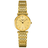 longines la grande classique 24mm yellow dial ladies quartz watch front facing upright image