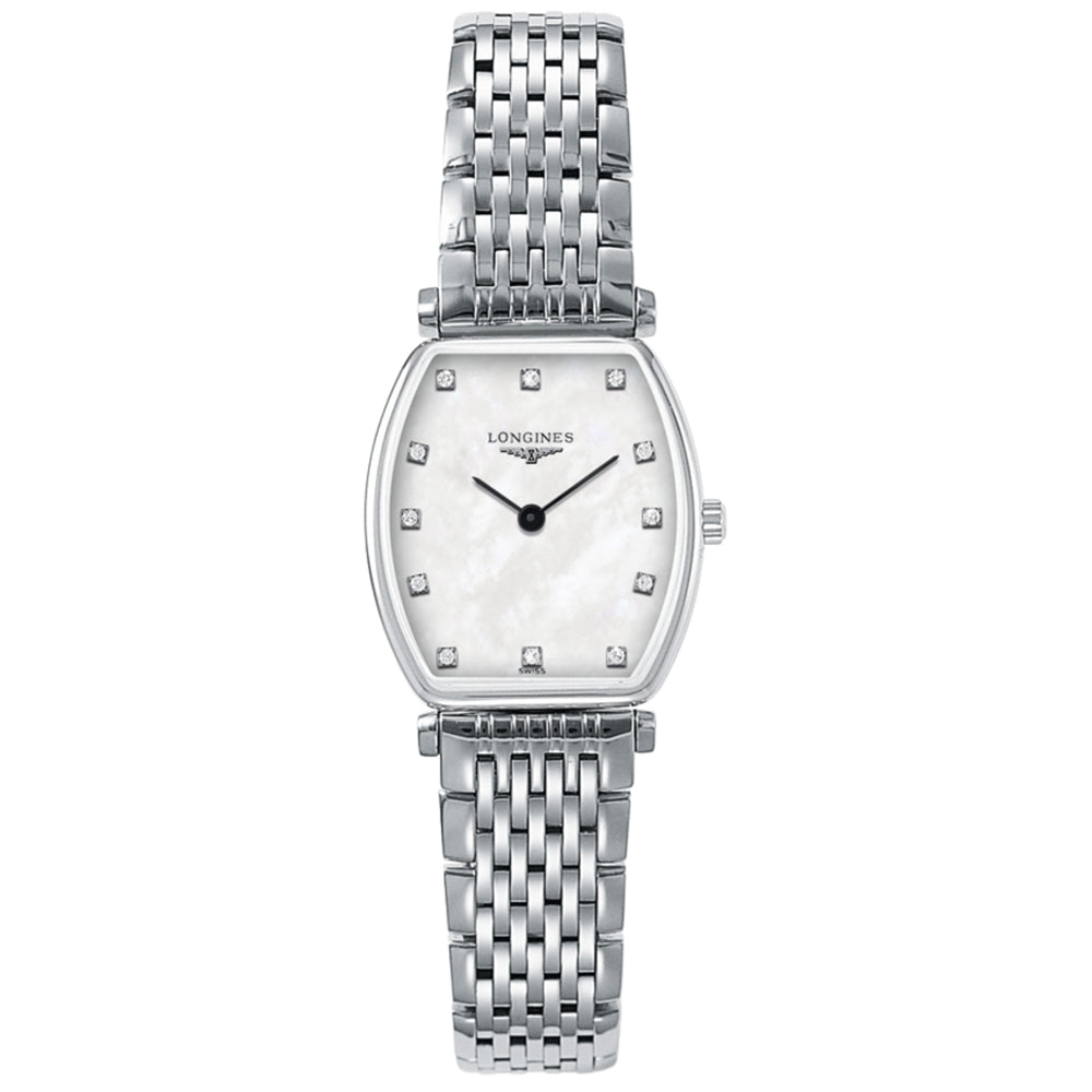 Longines La Grande Classique Tonneau MOP Diamond Dot Dial Ladies Quartz Watch L4.205.4.87.6