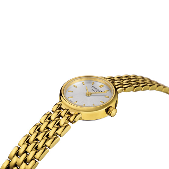 Tissot Lovely 19.5mm Silver Dial Gold PVD Steel Ladies Quartz Watch T0580093303100