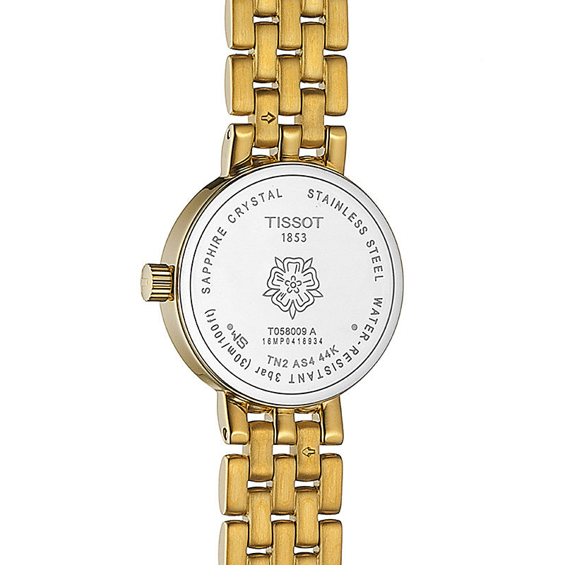 Tissot Lovely 19.5mm Silver Dial Gold PVD Steel Ladies Quartz Watch T0580093303100