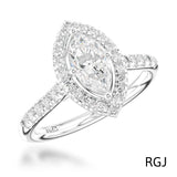 The Skye Platinum Marquise Cut Diamond Engagement Ring With Diamond Halo And Diamond Set Shoulders