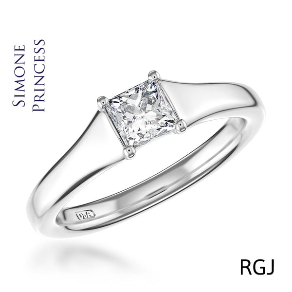 The Simone Princess Platinum Princess Cut Diamond Solitaire Engagement Ring