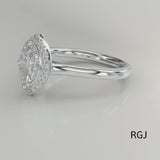 The Skye Pure Platinum Marquise Cut Diamond Engagement Ring With Diamond Halo