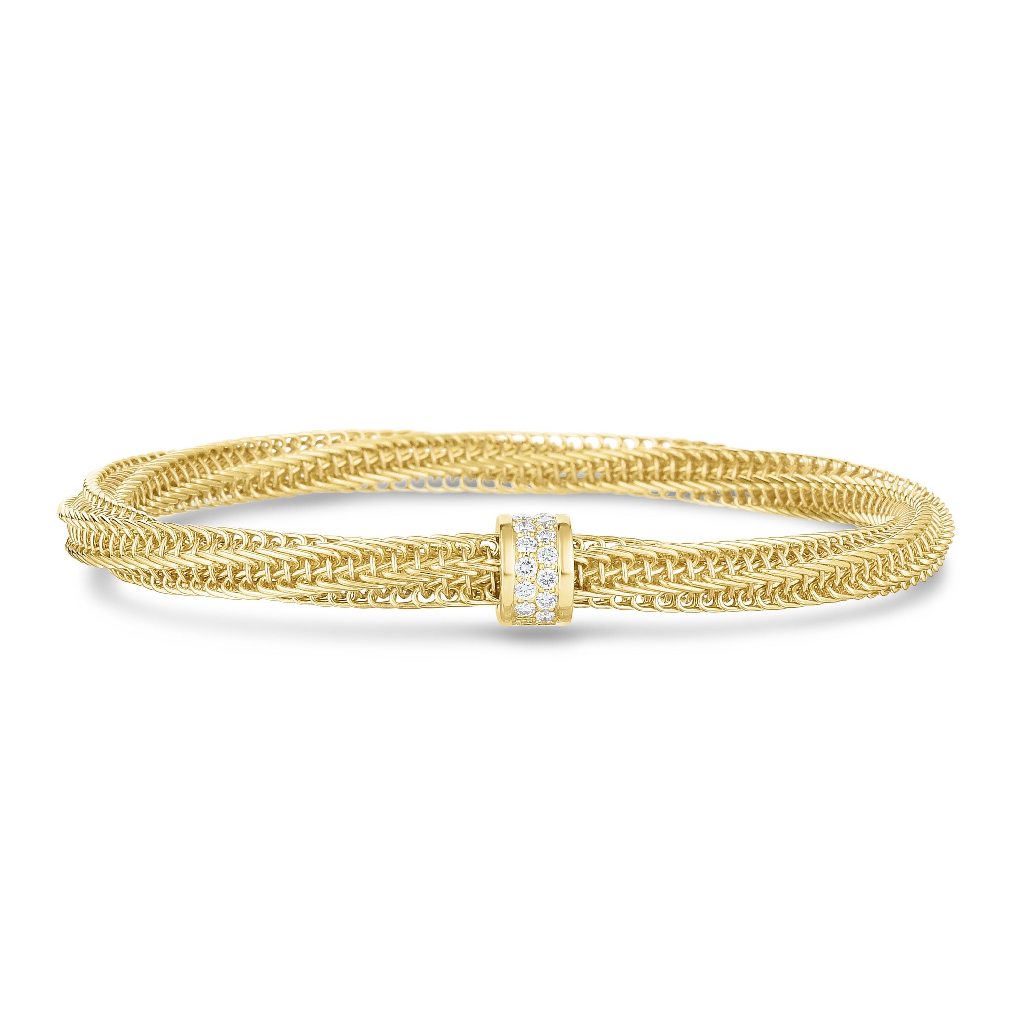 Roberto Coin 18ct Yellow Gold 0.20ct Diamond Primavera Twist Bracelet ADR555BA2646