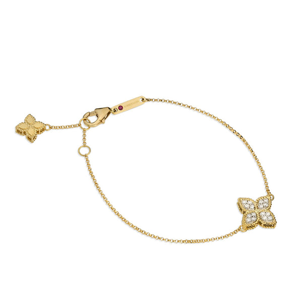Roberto Coin 18ct Yellow Gold 0.19ct Princess Flower Diamond Bracelet ADR777BR0652Y