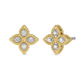 Roberto Coin 18ct Yellow Gold 0.10ct Princess Flower Diamond Earrings ADR777EA0641