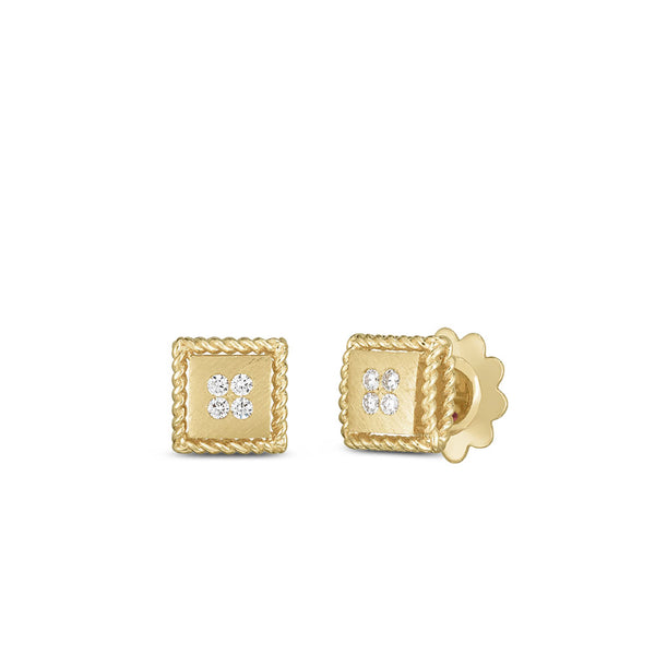 Roberto Coin 18ct Yellow Gold 0.10ct Palazzo Ducale Diamond Earrings ADR777EA2781 18Y