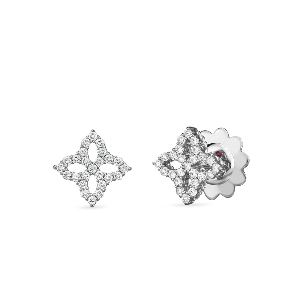 Roberto Coin 18ct White Gold 0.34ct Diamond Princess Flower Earrings ADR888ER1496