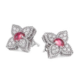 Roberto Coin 18ct White Gold Pink Tourmaline and Diamond Princess Flower Earrings ADV777EA1224