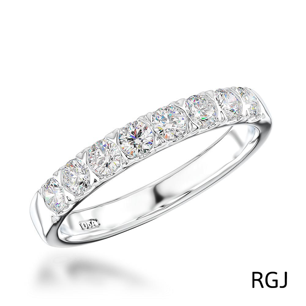 The Affinity Platinum Round Brilliant Cut Diamond Half Eternity Ring