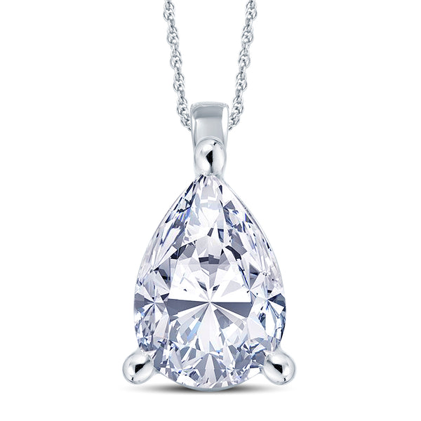 18ct White Gold 0.40ct Pear Cut Three Claw Diamond Necklace