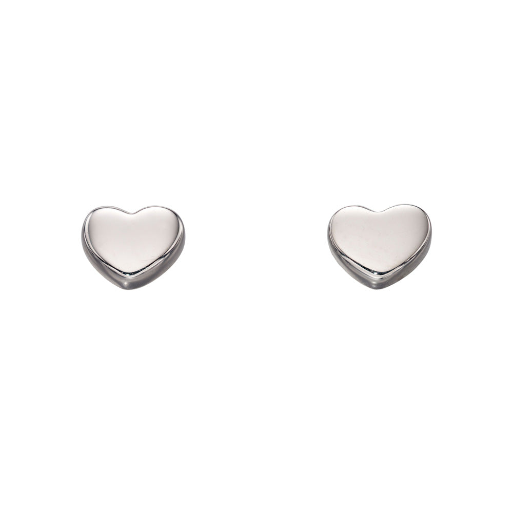 9ct White Gold Heart Stud Earrings GE2178
