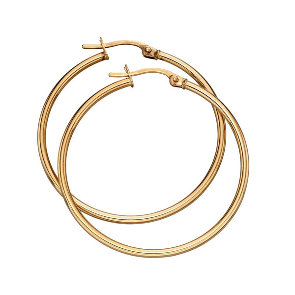 9ct Yellow Gold 30mm Hoop Earrings GE2219
