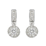 9ct White Gold Diamond Cluster Drop Earrings GE2398