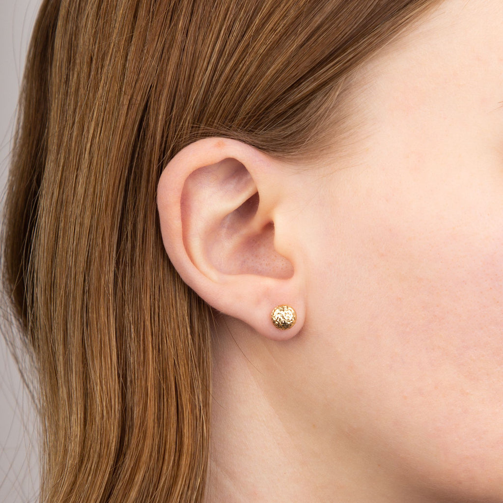 9ct Yellow Gold Textured Ball Stud Earrings GE2427