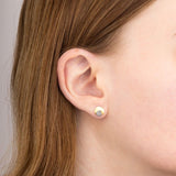 9ct yellow and white gold disc stud earrings model shot